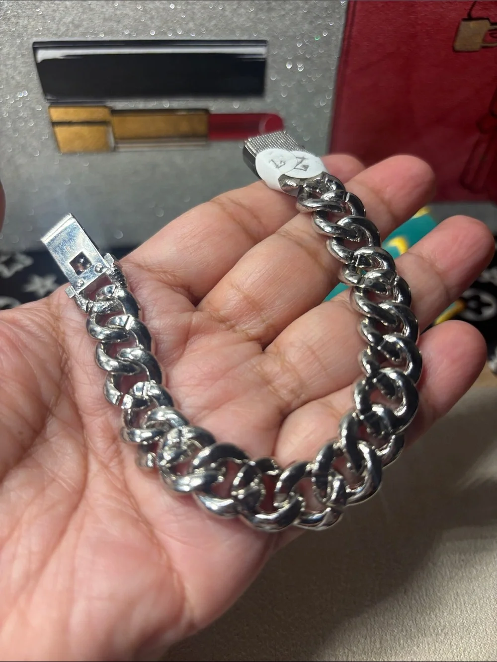 7”Men's Pavé Cuban Link Bracelet - Silver Tone
